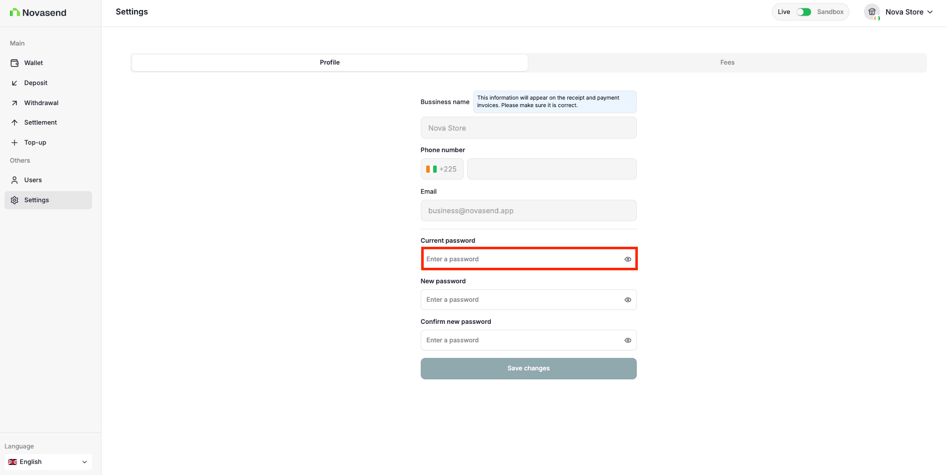 Enter Current Password