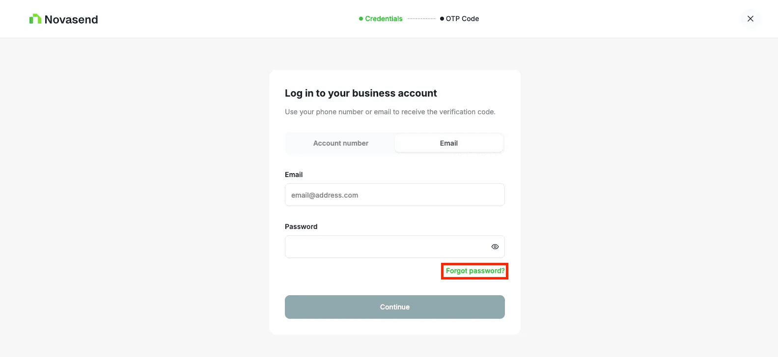 Forgot Password Link