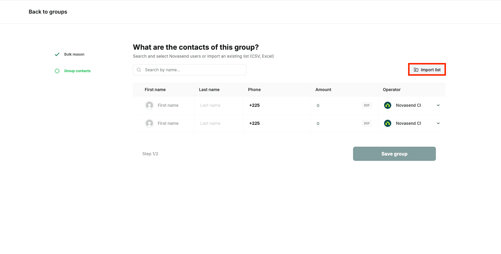 Image: Click on the Import a list button