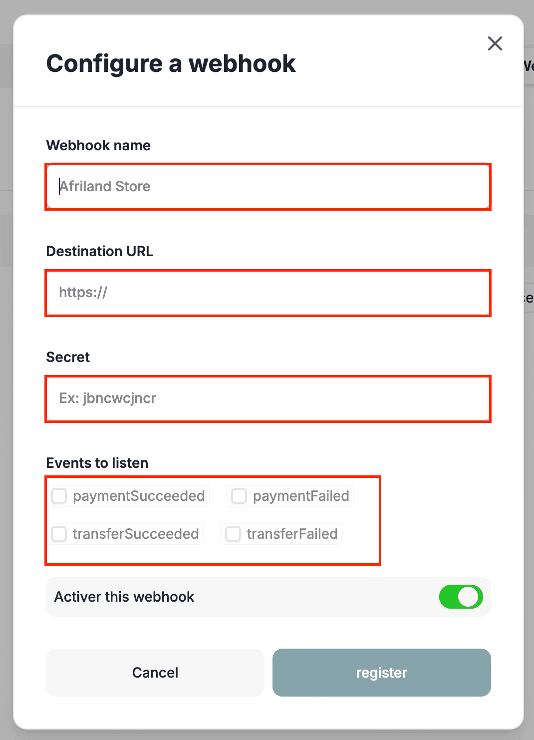 Register Webhook