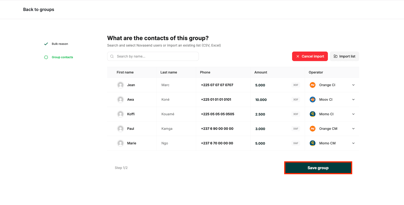 Image: Save the group button
